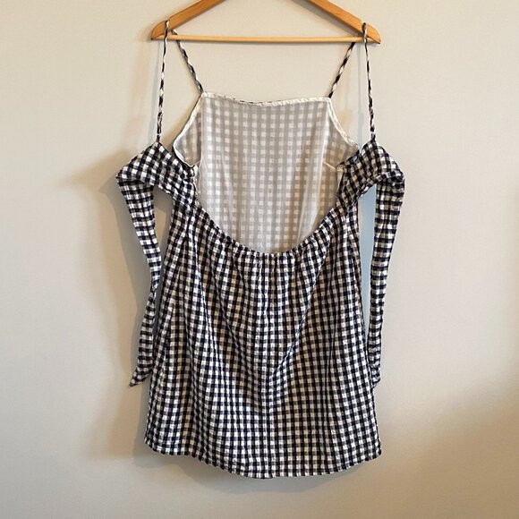 NWOT American Eagle Gingham Cotton Summer Dress Open Back Black and White - Picture 9 of 10